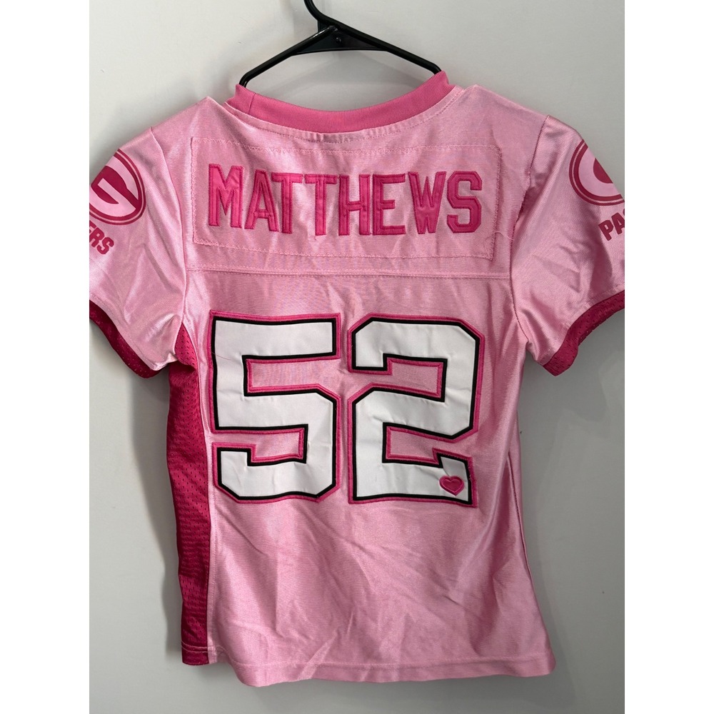 Reebok Green Bay Packers Clay Matthews 52 Pink Jersey Womens M Super Bowl XLV